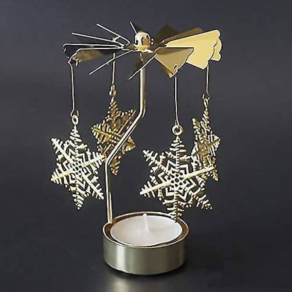 Metallista valmistettu pyörivä kynttilänjalka kynttilänjalka kodin sisustus häät kultainen lumihiutale