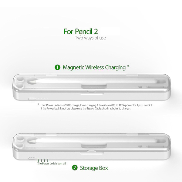 For Pencil 1 2 Generasjon Trådløs + Magnetisk Trådløs Lading For Etui Bærbar