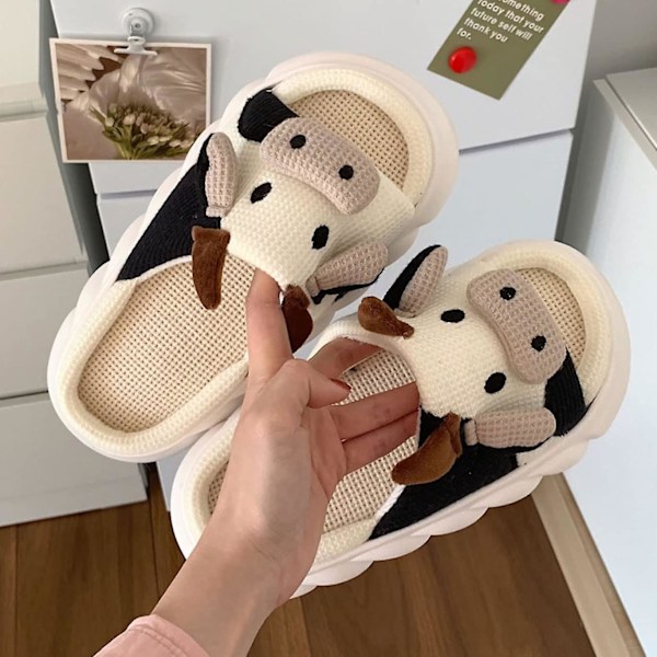 Kawaii Fuzzy Cute Ko Slippers Til Kvinder Vinter Varme Hyggelige Dyre Fluffy Kawaii Hjemmesko Søde Slippers frog 42-43