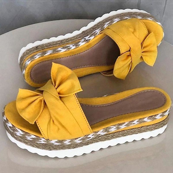 Sandaalit Naiset Korkokengät Sandaalit Kiilat Kengät Naisille Alustasandaalit Kesäslipperit Sandalias Elegantti Kesäkengät yellow 36