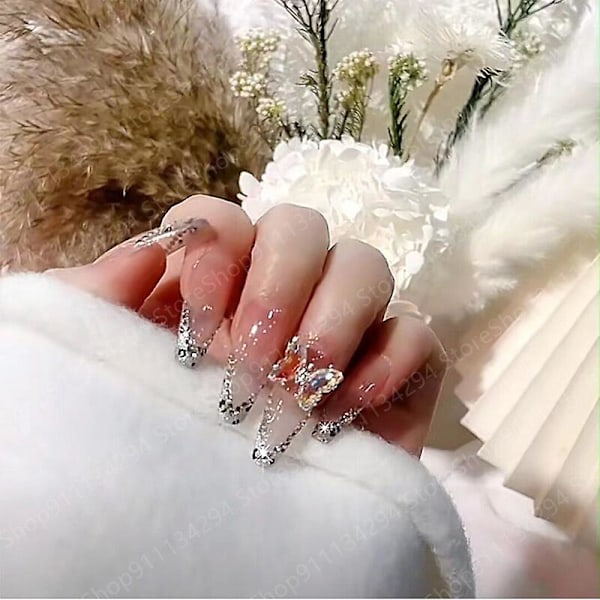 Diy Fashion Crystal Transparent 3d Fake Nail Stickers Cartoon Handmade Removable Wearable Nails Manicure Patch Girls Gifts Toys I XS