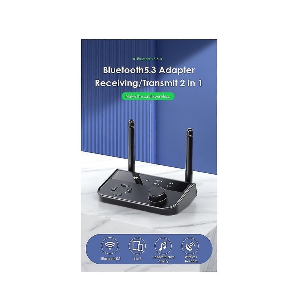 Multipunkt Bluetooth 5.3 Lyd Sender/Mottaker 3,5 mm Aux 2 RCA Stereo Musikk Trådløs Adapter 2