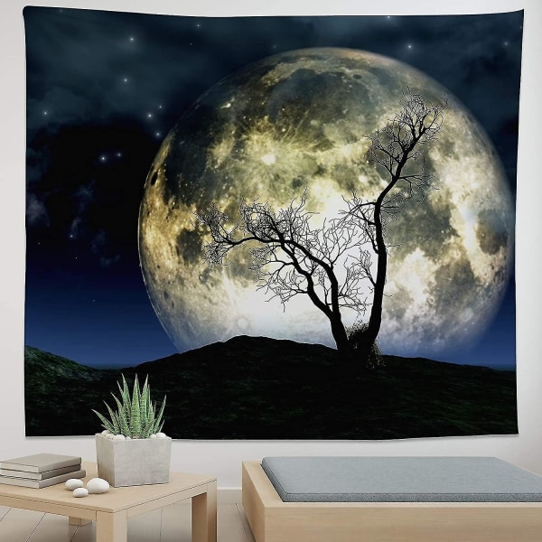 Moon Stars Tapestries Night Starry Sky Tapestry Landscape Mountain Tapestry For Bedroom