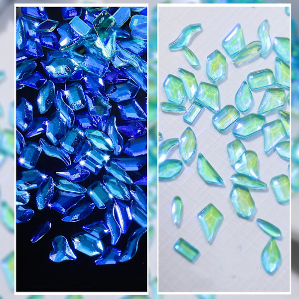 3D Aurora Nail Art Rhinestones Multi Shape Nail Crystals Diy Crafts Shiny Nail Art Decoration Nail Art Designs Gems Blue