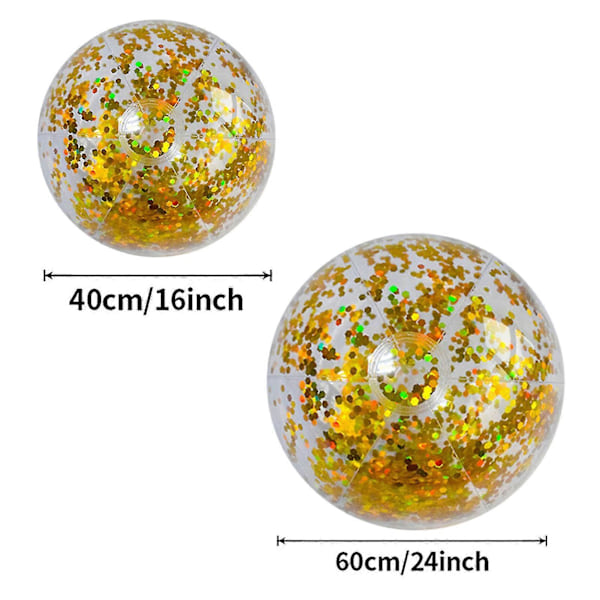 Stor Uppblåsbar Glitter Pool Strandboll 24/16 tum för Sommarstrand Poolparty silver 60cm