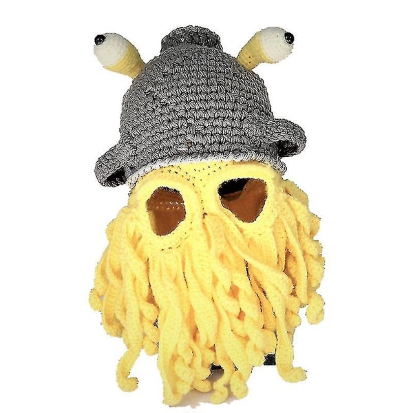 Vinter ulllue Europa og Amerika Funny Octopus Hat Mask Pullover Tentakel Hat1stk-gul