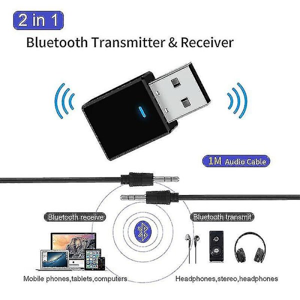 Usb Bluetooth 5.0 Audio Modtager Transmitter Trådløs Adapter