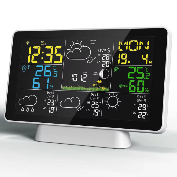 Svart Fredag Wifi Väderstation Trådlös Inomhus Utomhus Hygrometer Termometer Temperatur Luftfuktighet Display Monitor Digital Väder Kompatibelecast
