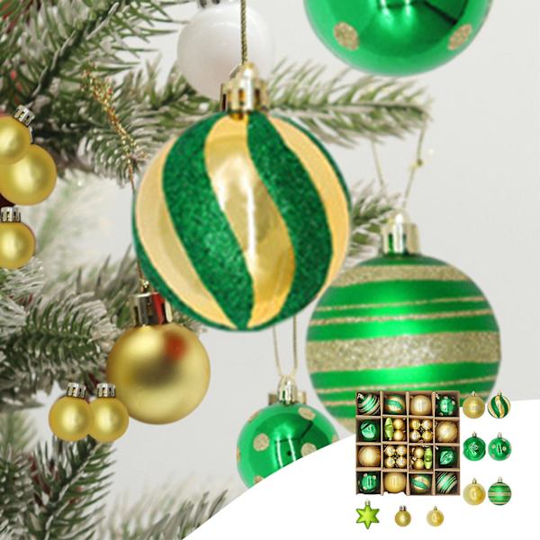Julgransdekoration 42 st julgranskulor prydnader för julgran, delikat julgransdekoration baubles set krossäkra plast julgranskulor
