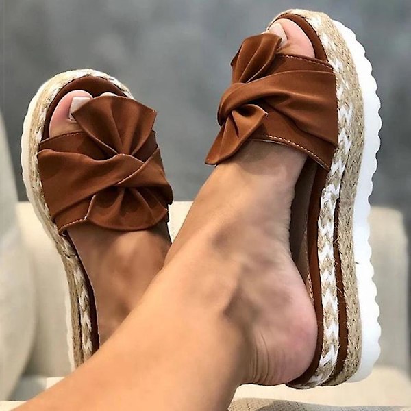 Sandaler til kvinder med kilehæl - Sandaler til kvinder - Platformsandaler - Sommersandaler - Sandalias - Elegante sommersko brown 36