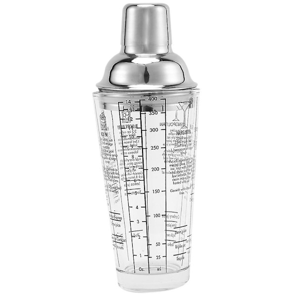 2x, 400ml Flaske Miks Hovedglass Transparent Skala Cocktail Shaker 304 Rustfritt Stål Stang Og Glass