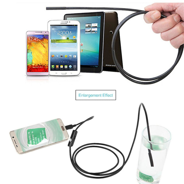 7 mm:n tarkennuskameran linssi 1,5 m vedenpitävä 6 ledin Android-endoskooppi Mini USB -kaapeliendoskooppi