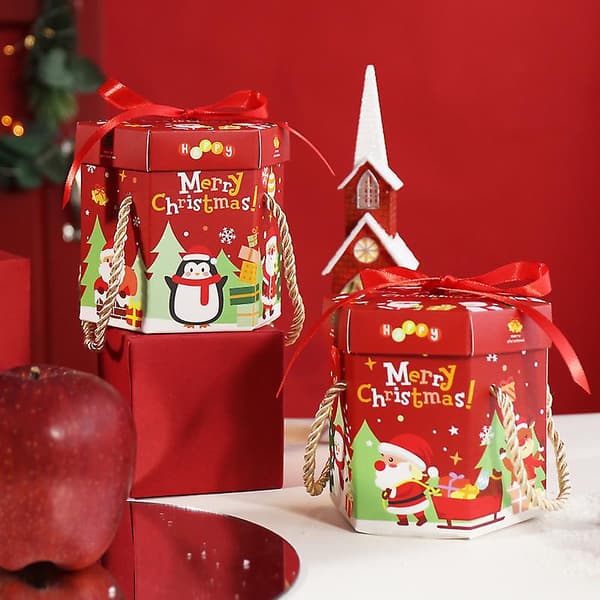10 st julgodisäppelaskar, julgodisaskar, små presentförpackningar, julgodisaskar
