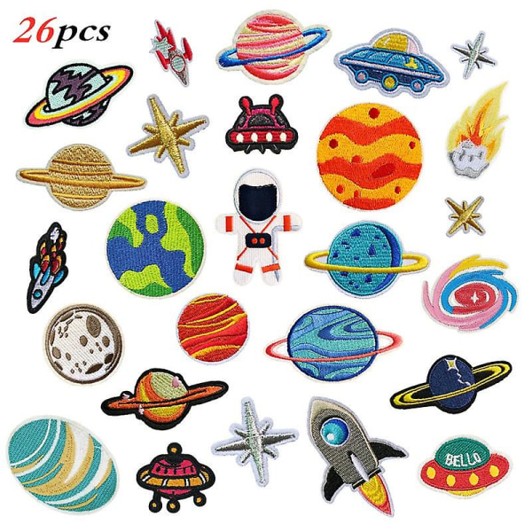 26 ST Broderi Iron-on Patch, Space Planet Astronaut Brodery Iron-on Patch, Iron-on Patch, F