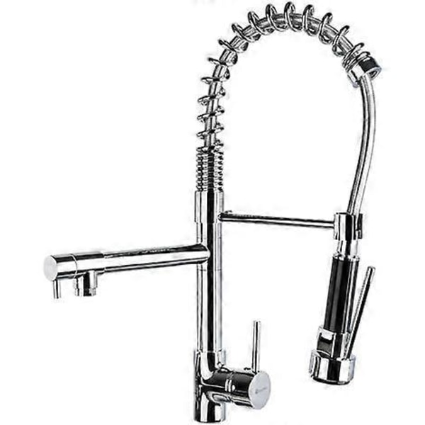 Pro kitchen mixer tap With spray and supply hoses - Silver