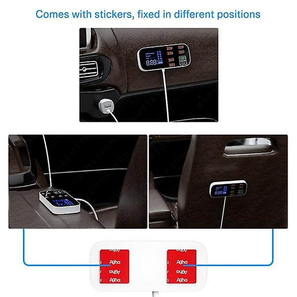 8-ports USB-billader QC3.0 PD Rask lading Telefonlader 40W 8A Multi USB-uttak med LED-skjerm