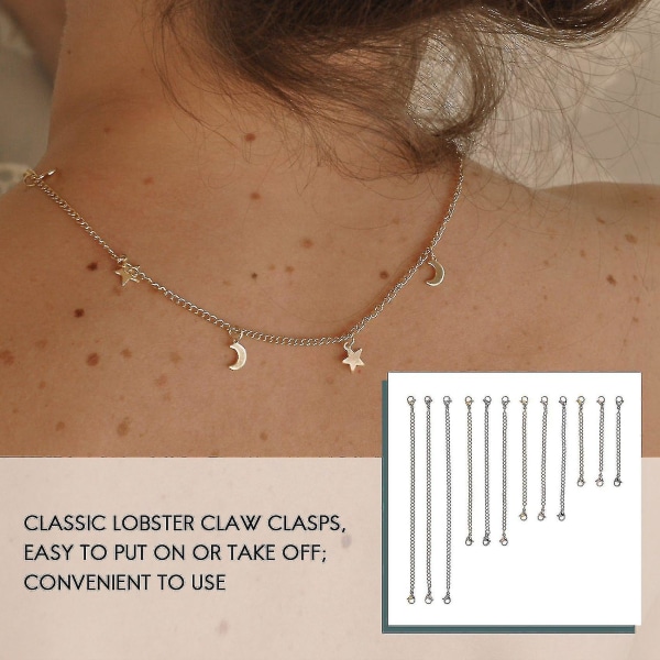 12 stk rustfrit stål halskæde forlænger armbånd forlænger forlænger kæde sæt 4 forskellige længder: 6