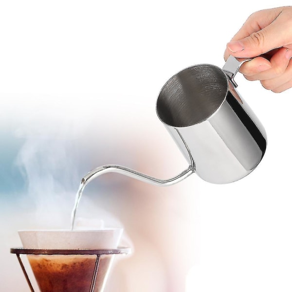 Hæld-over kaffekedel, rustfrit stål gåsehals kedel bærbar mini 250 ml lang smal tud Dryp kaffe tekande uden låg til hjemmekontor[uden