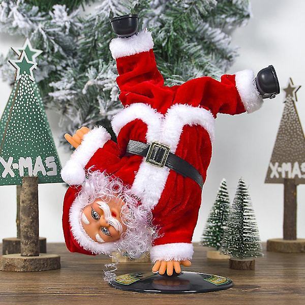 Jultomte som snurrar upp och ner, elektrisk musikalisk docka, elektrisk plyschleksak, prydnad