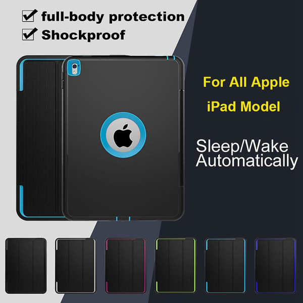 Iskunkestävä suoja+älykäs cover kova case Apple Ipad 2 3 4 5th Generation -laitteelle