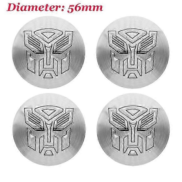 4 kpl 56+60 mm Cool Autobots -logolla varustetut Transformers-merkit, auton vanteen keskihatut, tarrat, vanteen peite, auton tyylivarusteet 56mm silver
