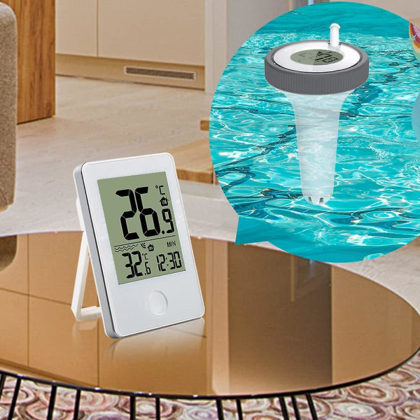 Kelluva allaslämpömittari, veden lämpötilan lämpömittari digitaalisella vastaanottimella akvaarioon, kylpylään, kalalammikkoon jne