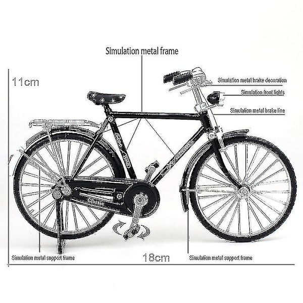 1:10 Legering Klassisk Retro Cykel Model Ornament - På Lager black man style