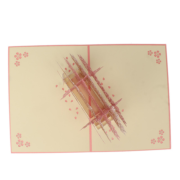 3D-papir Cherry Card for jubileum, bryllup, Valentinsdag - Romantisk hilsen med rosa konvolutt