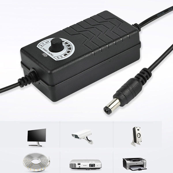 Universal 3v-24v 2a 5.5x2.5mm Justerbar DC Strømadapter Til Motorventilator