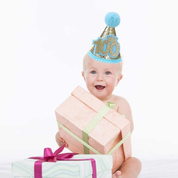 Sadan päivän säkenöivä kapeneva hattu säädettävällä lasten syntymäpäivähatulla (sininen)