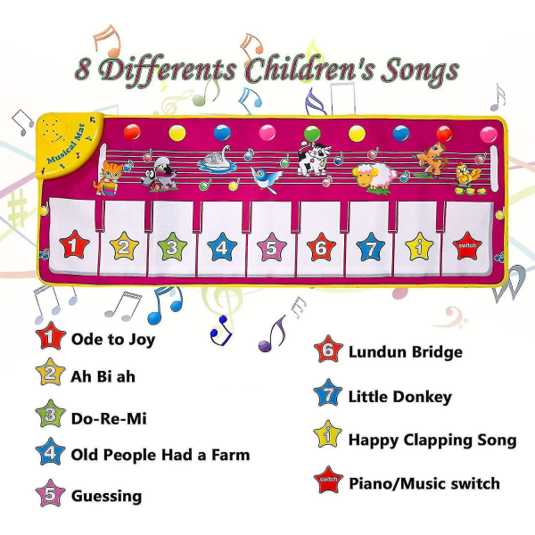 Babymusikkmatte, pianolekematte, berøringsmatte for pianomusikk leketøy for barn gave