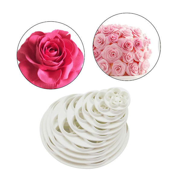 Sett med 11 fondantformer for kaker, DIY-kakeform for utskjæring av blomster, ett-stykke kakeutskrift