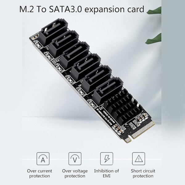 M2 M-nøkkel Pcie 3.0 til Sata-adapterkort 6-porters Sata-kontrollerutvidelseskort