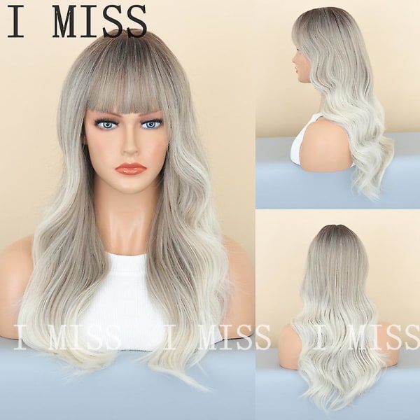 Women's Long Curly Gray Ombr Wig