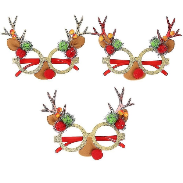 Christmas Elk Antlers Brillestel Jul Glitter Brillestel
