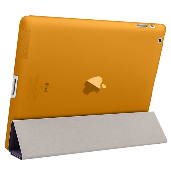 Orange för iPad 4 3 2 Ultra Slim Magnetic PU Läder Smart Cover Hard Back Case