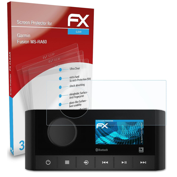 atFoliX 3x Schutzfolie Compatibel Garmin Fusion MS-RA60 Displayschutzfolie klar