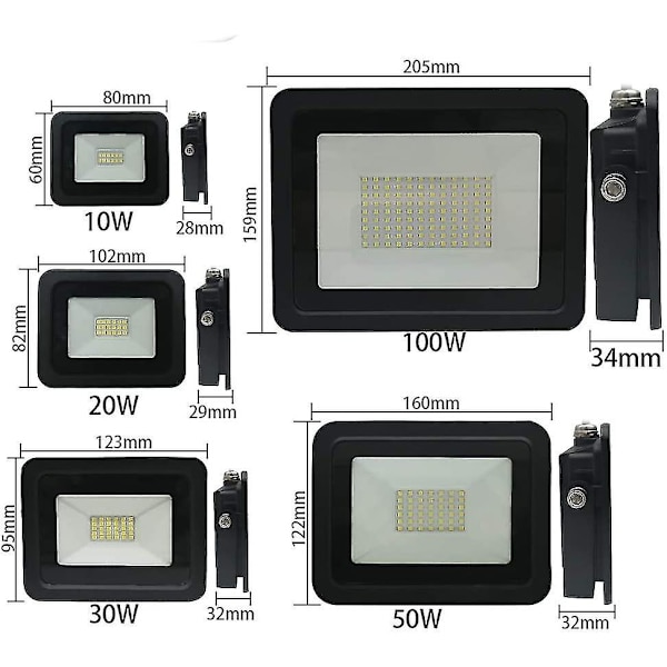 Led-ulkovalaisin 10w 20w 30w 50w 100w seinävalaisin heijastin Ip68 vedenpitävä puutarhavalaistus(kylmä valkoinen, 100w)
