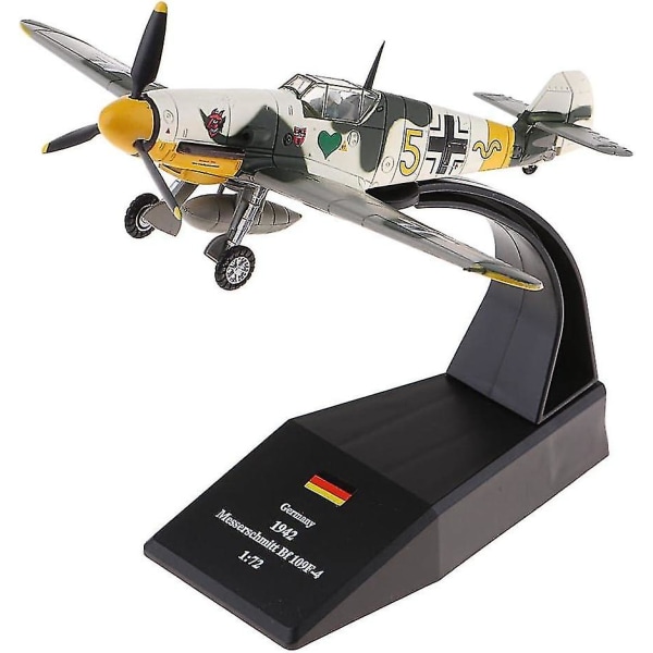 Bf-109 Jaktplan 1/72 Skala Militärt Jaktplan - Tyskland Wwii Diecast Stridsflygplan Displaymodell På Stativ - Bokhylla, Skrivbordsdekorationer