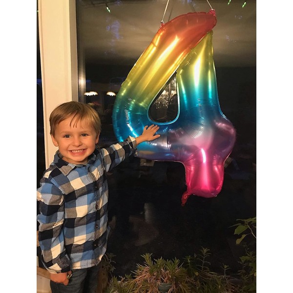40 tommer stor regnbue nummer 1 mylar ballong helium folie ballonger stor baby bursdagsfest dekorasjoner forsyninger fargerike (10 stk, farge)