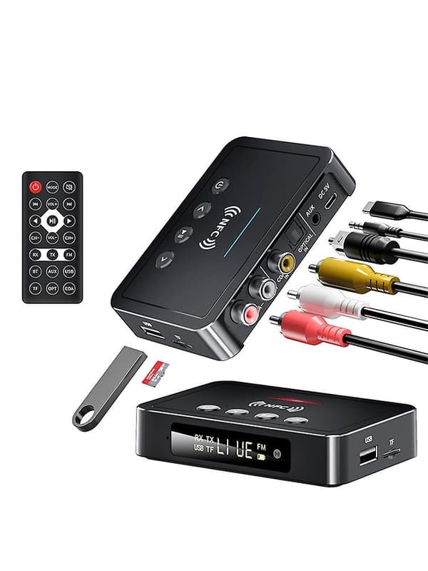 Trådløs Bluetooth 5.0 lydtransmittermottaker Nfc Hifi Musikkadapter Aux Rca