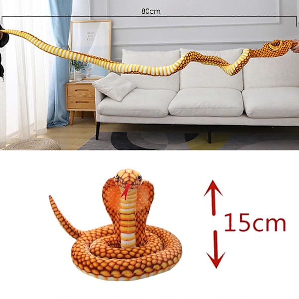 Stor Orm Gosedjur Jätte Stor Fylld Leksak Gosig Orm Plysch Leksak Perfekt För Komfort Gosande Sömn Hjälp 80cm ye