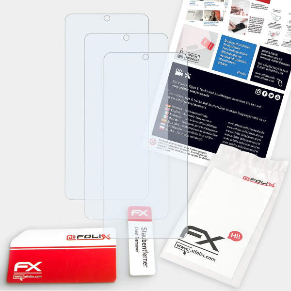 atFoliX 3x beskyttelsesfolie kompatibel med Motorola Edge 20 Pro Displaybeskyttelsesfolie klar