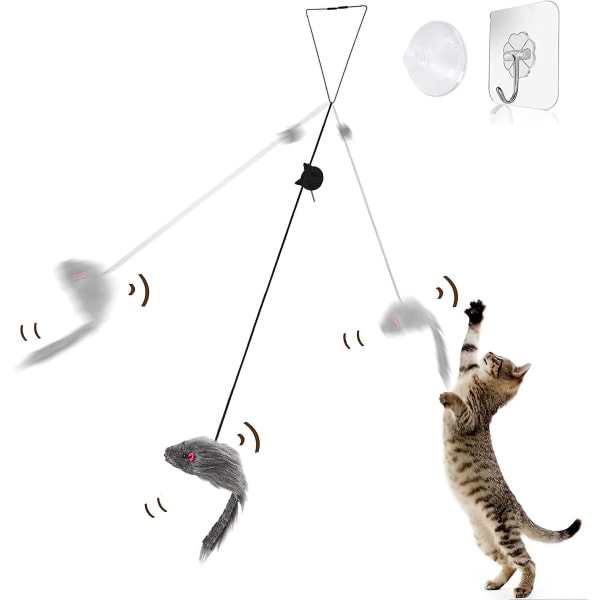 Katteleke selvstendig næringsdrivende Hengende dørramme Elastisk mus, interaktiv danser kattelekemus for katttrening og anti-kjedsomhet