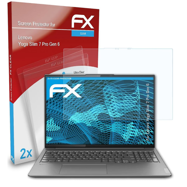 atFoliX 2x beskyttelsesfolie kompatibel med Lenovo Yoga Slim 7 Pro Gen 6 Displaybeskyttelsesfolie klar