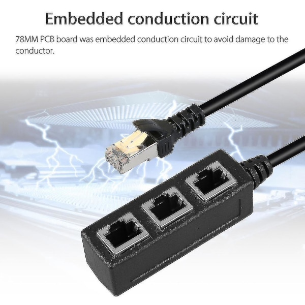 1 til 3 stikkontakt LAN Ethernet netværk RJ45 stik splitter extender