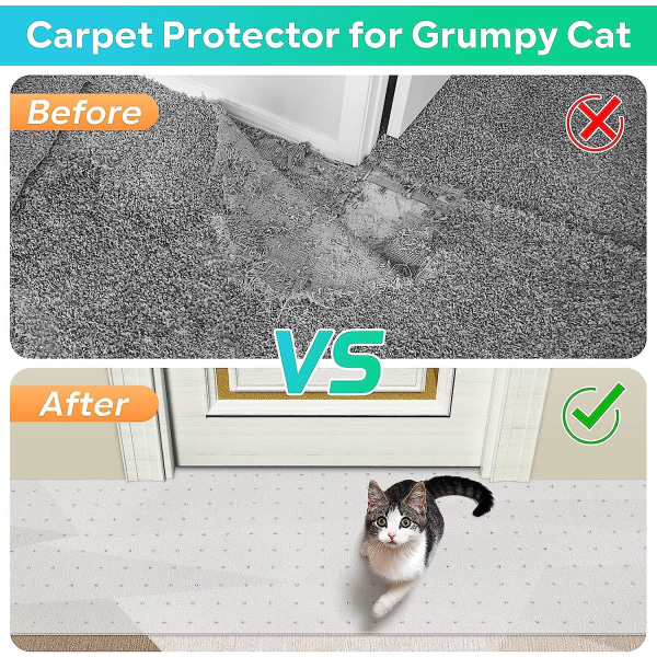 Mattskydd för katter, slitstark plastkatt repskyddsfilm för matta/golv/sovrum/dörr/veranda, förhindrar att mattor repas/slits