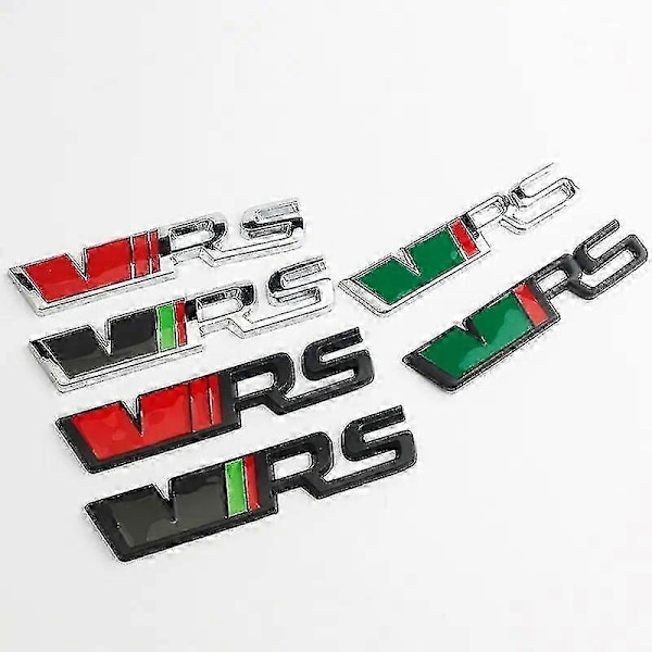 3D Metall VRS Logotyp Bil Frontgrill Emblem Badge Bagageutrymme Dekal För Skoda Octavia 3 2 A5 A7 Mk3 Mk2 Kodiaq Superb Fabia Tillbehör grill red silver