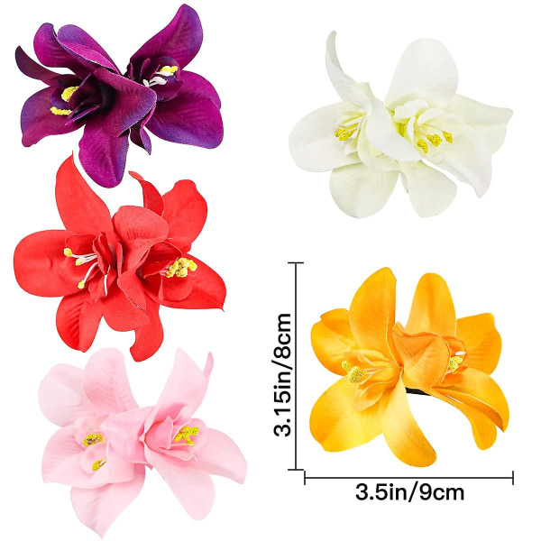 5 stk Bohemian Flower Hårnål, Kunstig Blomster Hårclips, Hawaiian Hibiscus Flower Orchid Hårnål til Kvinder Piger Brude hårtilbehør