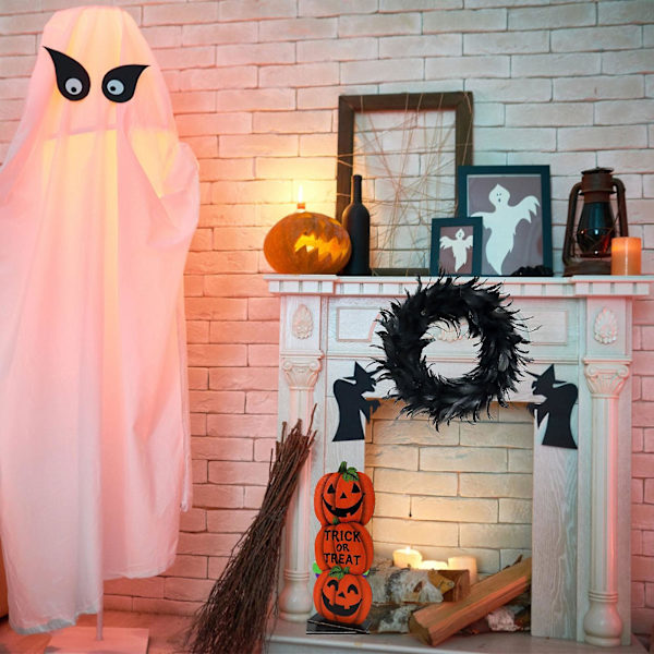 Halloween musta höyhenkukkakranssi seinäovi ripustusfestivaali juhlakoriste